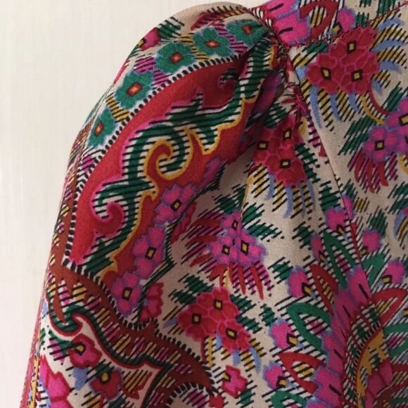 Zara 💯 Silk Colorful Floral Patterned Shift Dress Size M - Picture 13 of 16